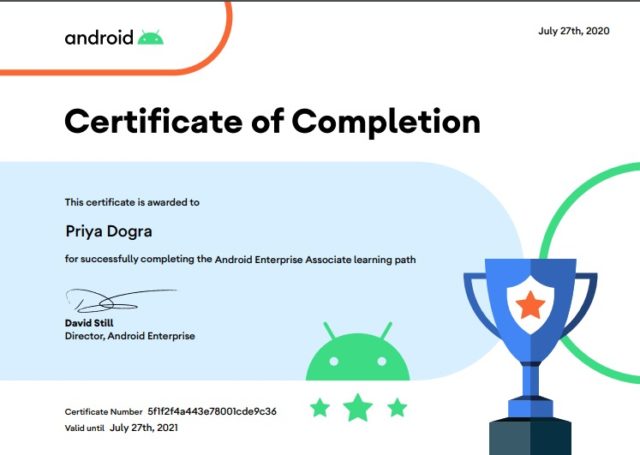 Android Enterprise Platform Associate Exam Answers 2020