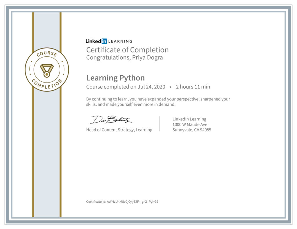 Certification 7: Learning Python
