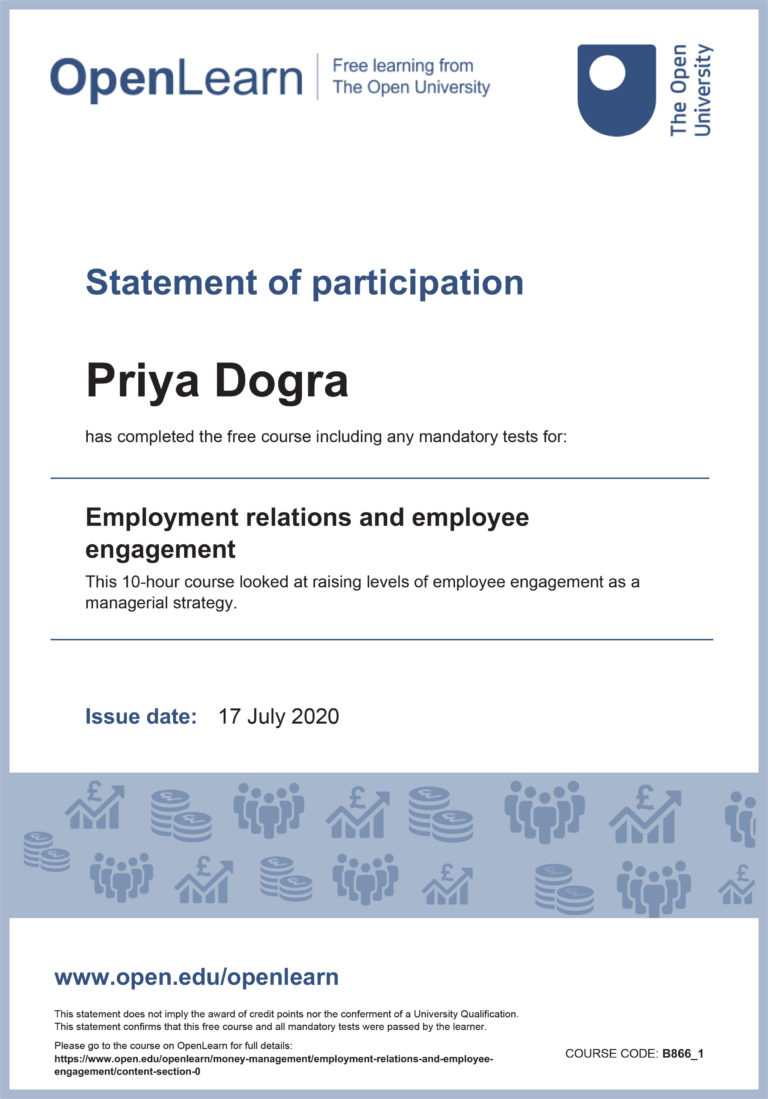 Employment Relations and Employee Engagement Free Certificate