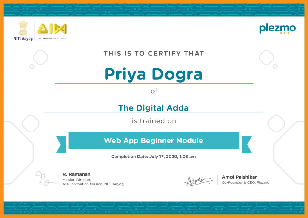 Mobile App and Web App Development Free Certificate Course NITI Aayog