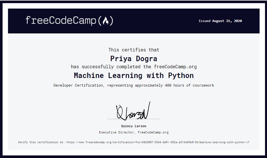 Machine Learning with Python Certification