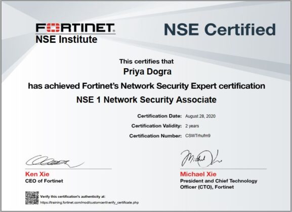 Fortinet NSE Institute - Network Security Associate Free Certification