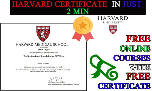 how to get free harvard university certificate
