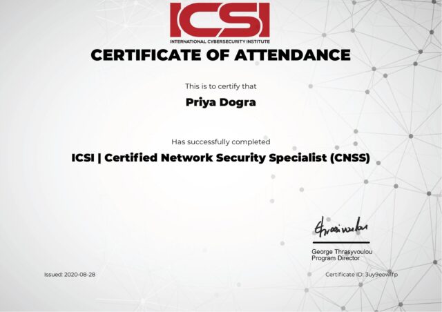 International Cybersecurity Institue ICSI - Certified Network Security Specialist (CNSS) Free Course Certificate
