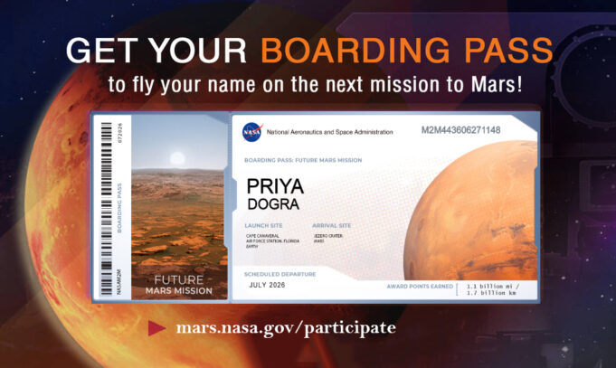 NASA Boarding Pass Mars - Send Your Name to Mars