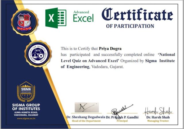 microsoft excel certification cobe radford univ