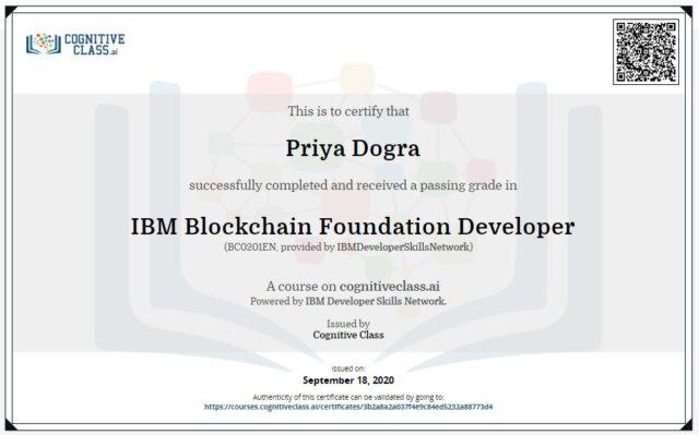 IBM Blockchain Foundation Developer Cognitive
