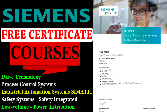 eigendom Plenaire sessie langzaam Siemens FREE Online Courses with Certificate - PLC and Automation Course  Certification