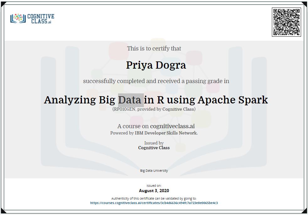 Analyzing Big Data in R using Apache Spark Certification