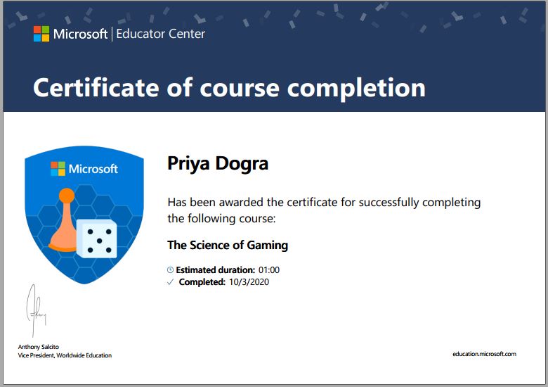 The Science of Gaming Certification