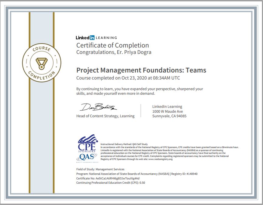 Project Management Foundations: Teams Certification