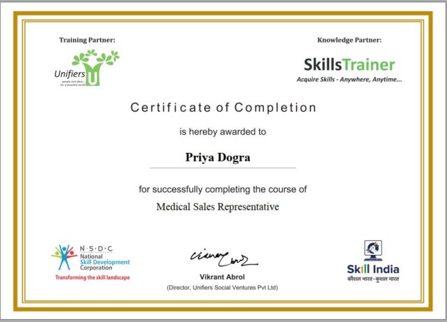 nsdc certificate, free medical certificate