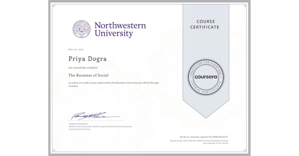 The Business of Social Coursera Certification