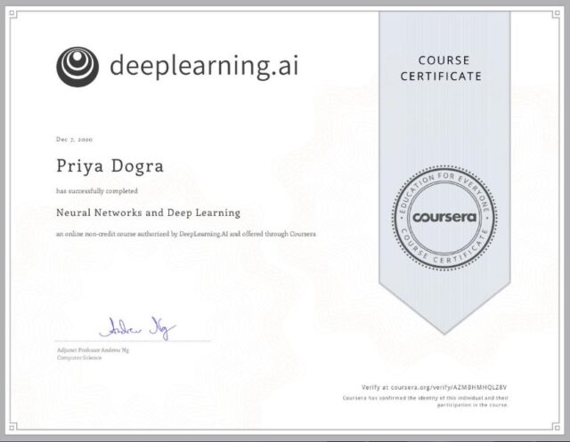 Neural Networks and Deep Learning Coursera Quiz Answers - Solved Assignment