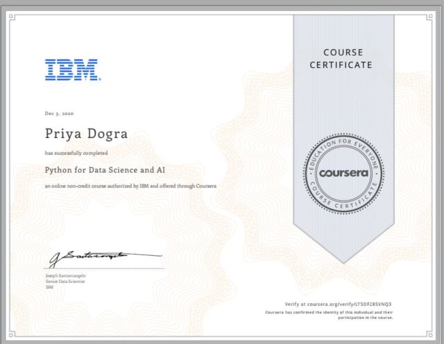 Python for Data science & AI IBM Certificate