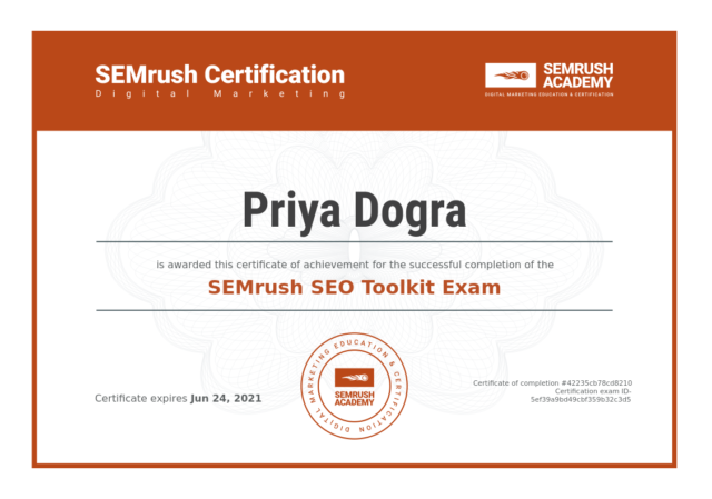 SEMrush SEO Toolkit Certification Exam Answers