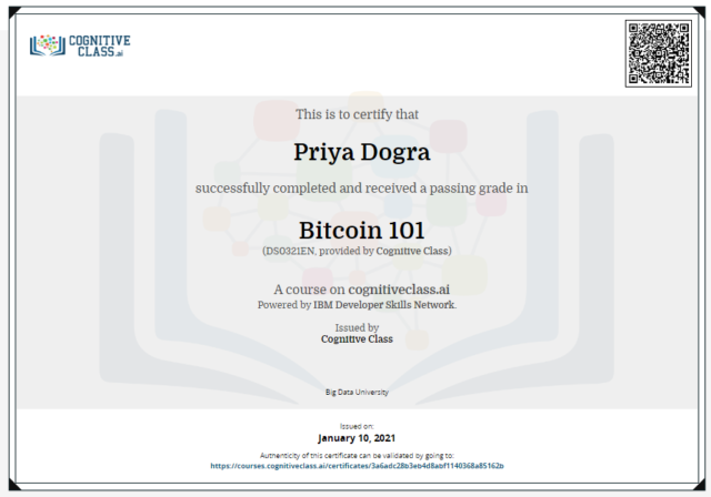 bitcoin 101 cogitive class answes