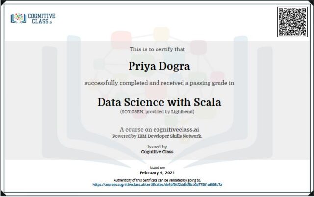 Data Science with Scala cognitive class exam answers