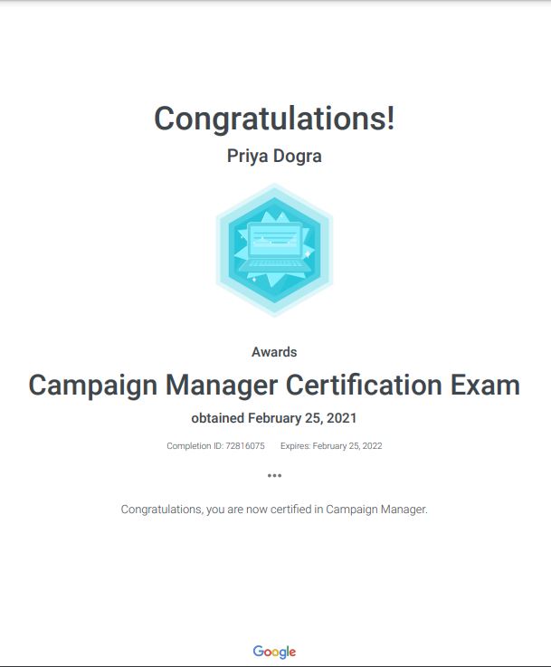 campaign manager certification from google