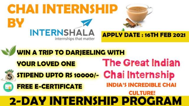 Internshala Chai Internship | Work From Home Internships | Internships with Free Certificates