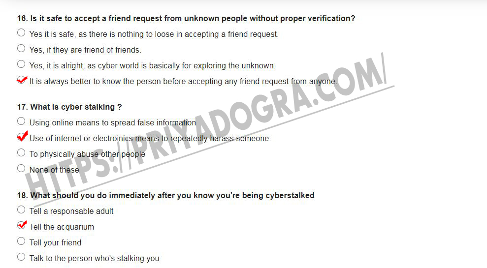 Cyber Stalking Exam Quiz Answers
