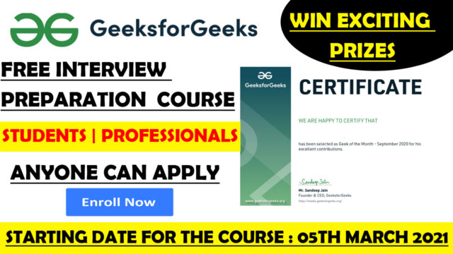 geeks for geeks free certificate
