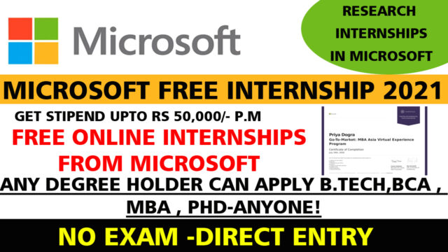 Microsoft Internships 2021