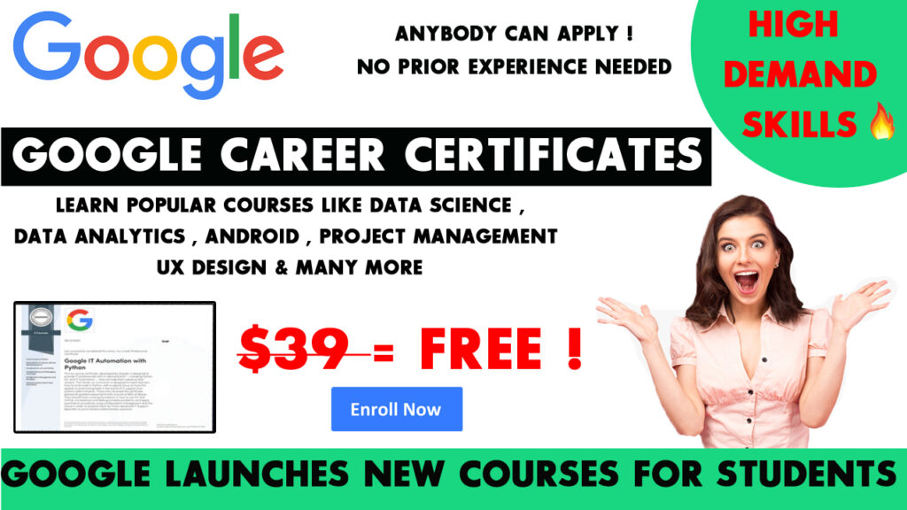 Google Career Certificate | Google Free Online Courses |Google Free ...