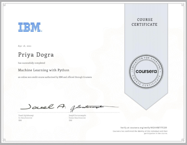 Machine Learning with Python Coursera Quiz Answers