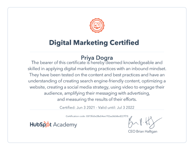 Hubspot Digital Marketing Certification Exam Answers