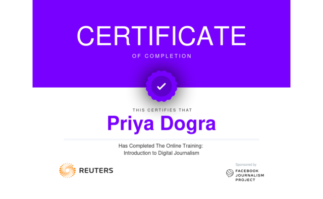 digital Journalism free certificate