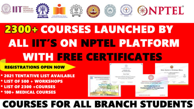 nptel free online courses with certificates
