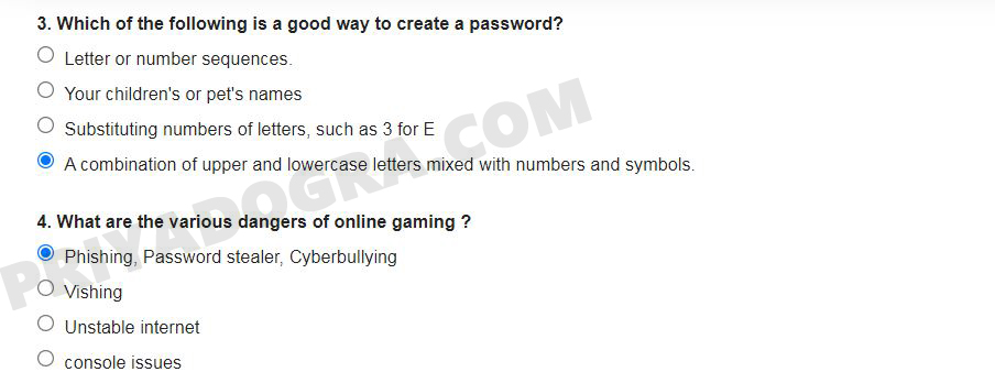 ISEA (Information Security Education and Awareness) Online Gaming Safety Quiz Answers