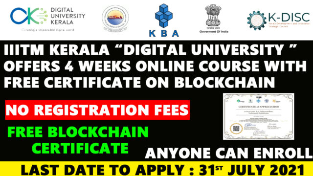 IIITM Kerala offers 4-Weeks Free Course with FREE Certificate