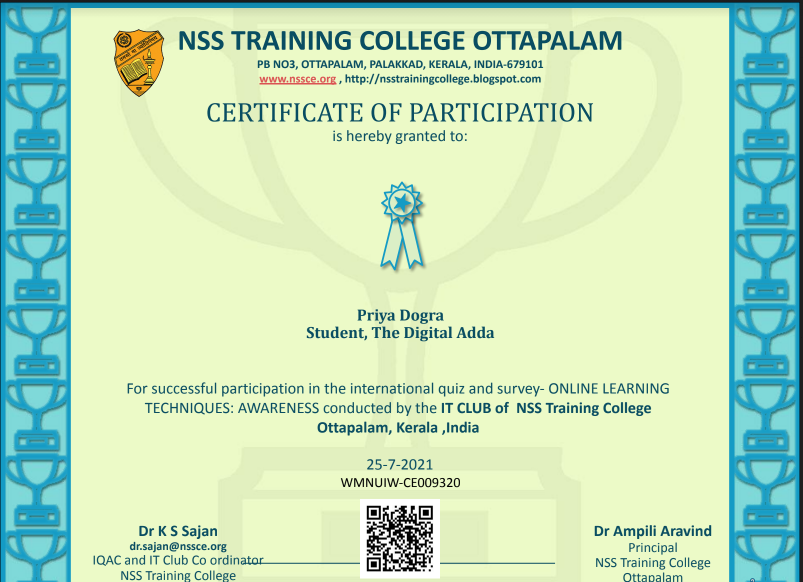NSS Training Certificate