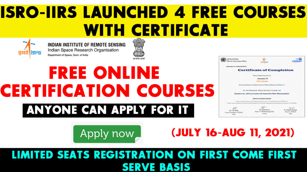 ISRO Launched 4 Free Courses With Free Certificate ISROIIRS Free