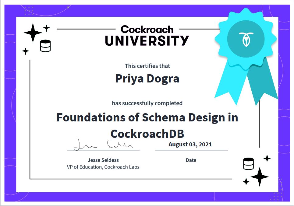 cockroach university free certificate