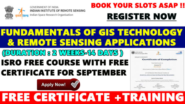 isro remote sensing and gis technology free courses with certificate