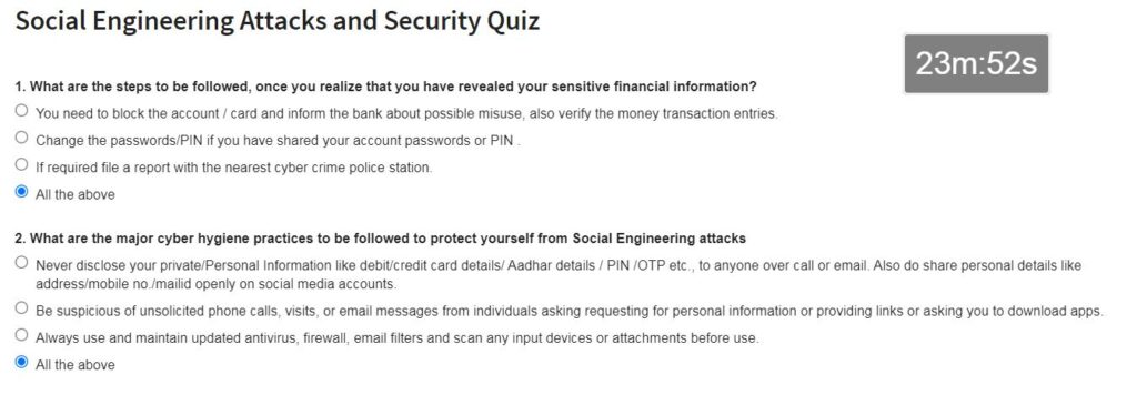 Social Engineering Attacks and Security Quiz Certificate Answers