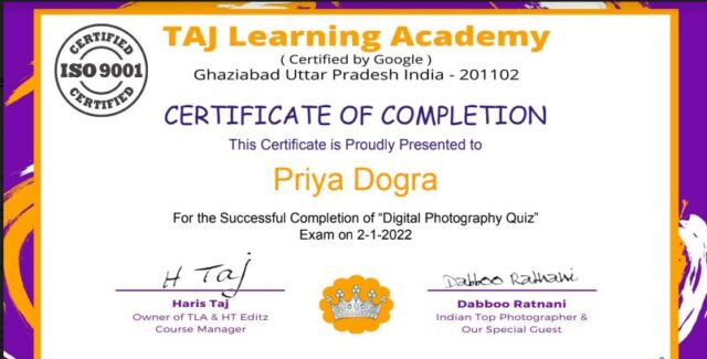 photography certificate