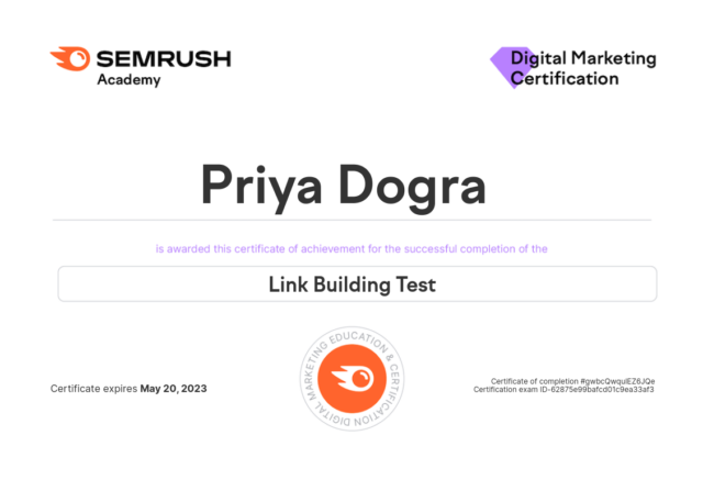 Semrush Link Building Exam Answers
