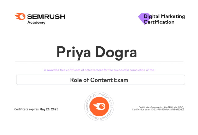Semrush-Role-of-Content-Exam-Answers