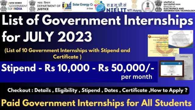 government internship in july 2023