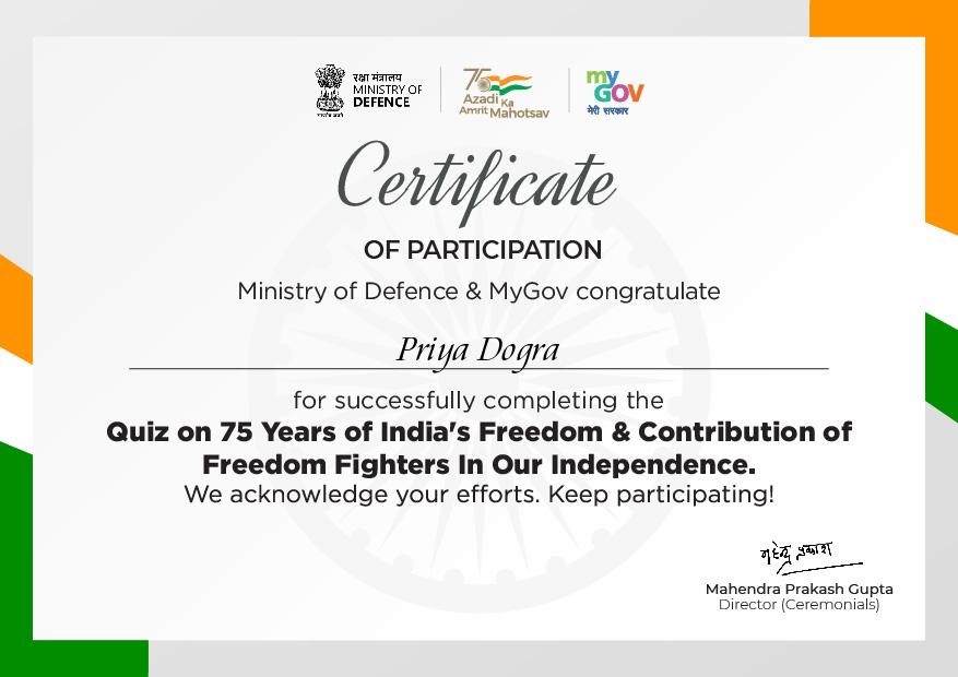 Quiz on 75 Years of India's Freedom & Contribution of Freedom Fighters In Our Independence
