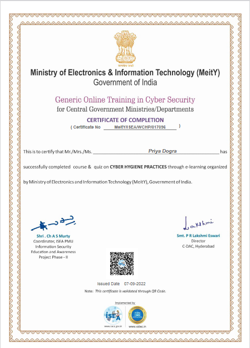 Cyber Security Free Certification Course by Government of India