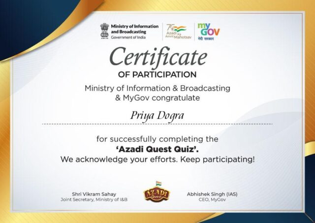 Azadi Quest Quiz | Free Certificate by Government of India - Get a ...