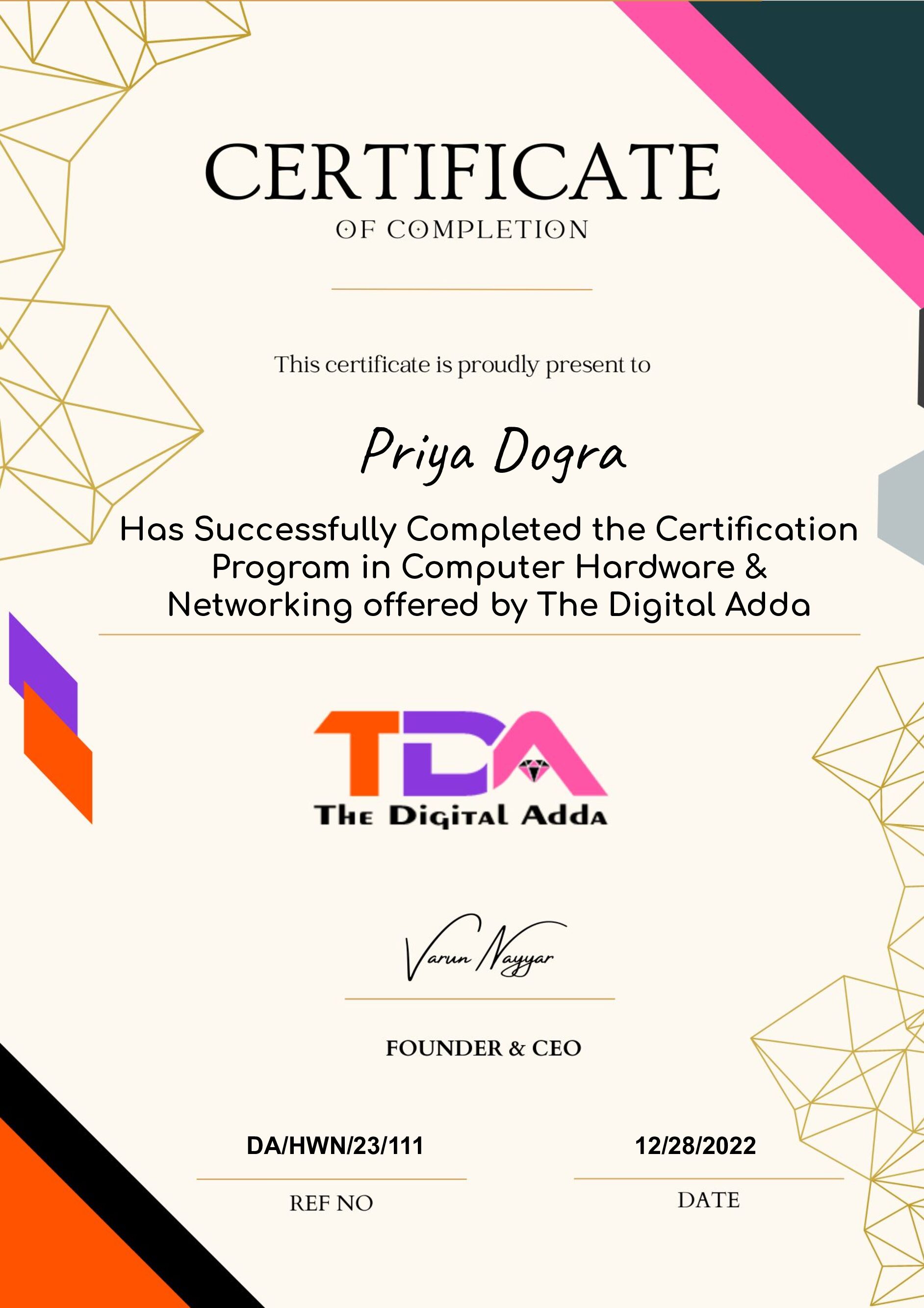 Computer Hardware Networking Certification The Digital Adda