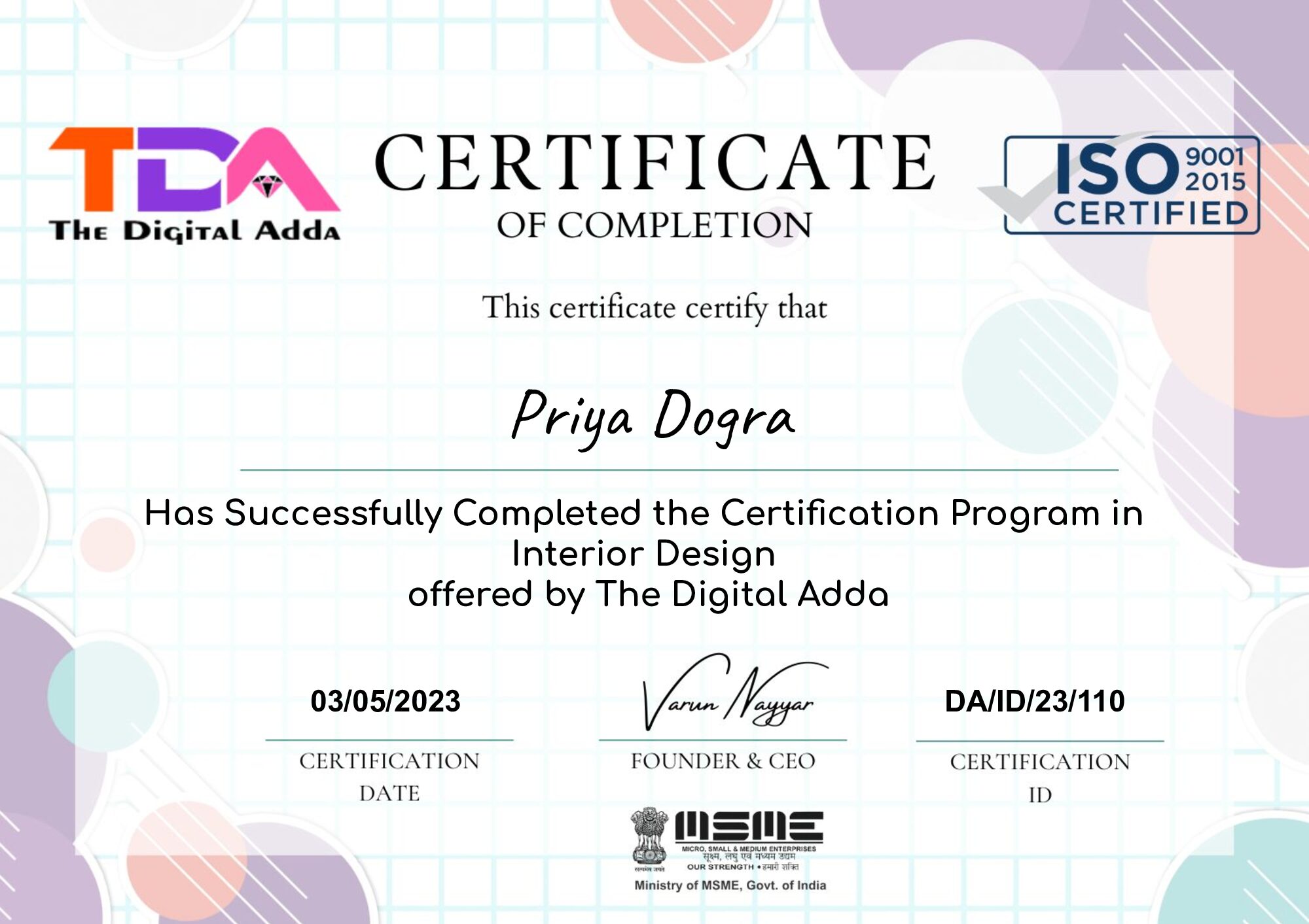 Interior Design FREE Certification