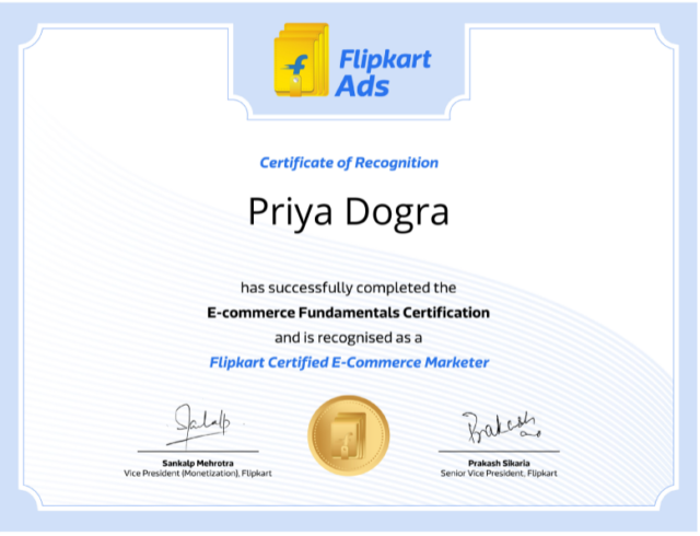 flipkart ads academy certificate