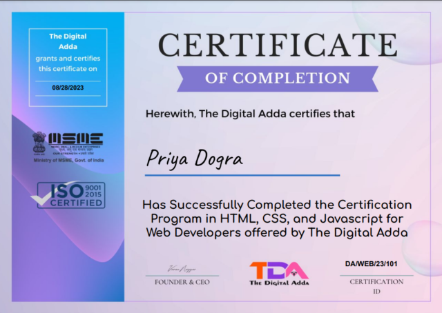 HTML, CSS, and Javascript for Web Developers Certification